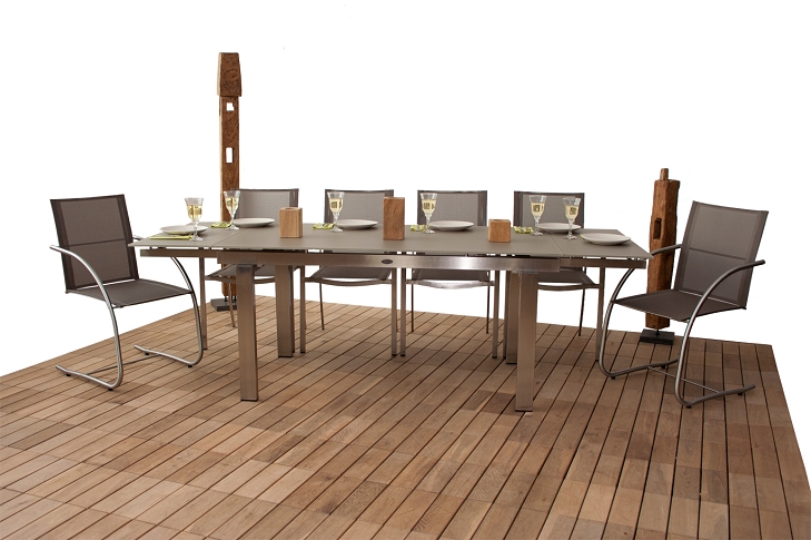 Ausziehtisch Neapel + Stuhl Mailand taupe